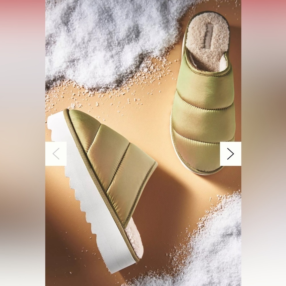 New with tag Anthropologie Maeve Puffy Platform Slippers Size Medium (8-9) Moss